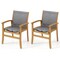 Natural Grey Acacia Wood Patio Chairs Set of 2 with Breathable Fabric and Ergonomic Comfort